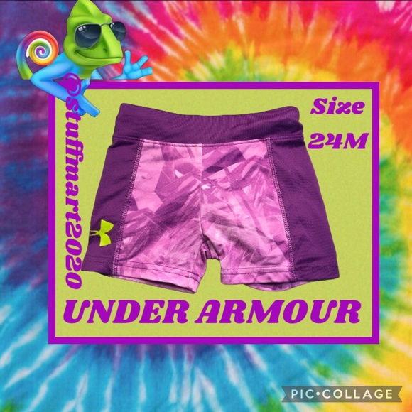 3/$34 UNDER ARMOUR SHORTS PURPLE LIME GREEN BABY GIRL SIZE 24M - Picture 10 of 10